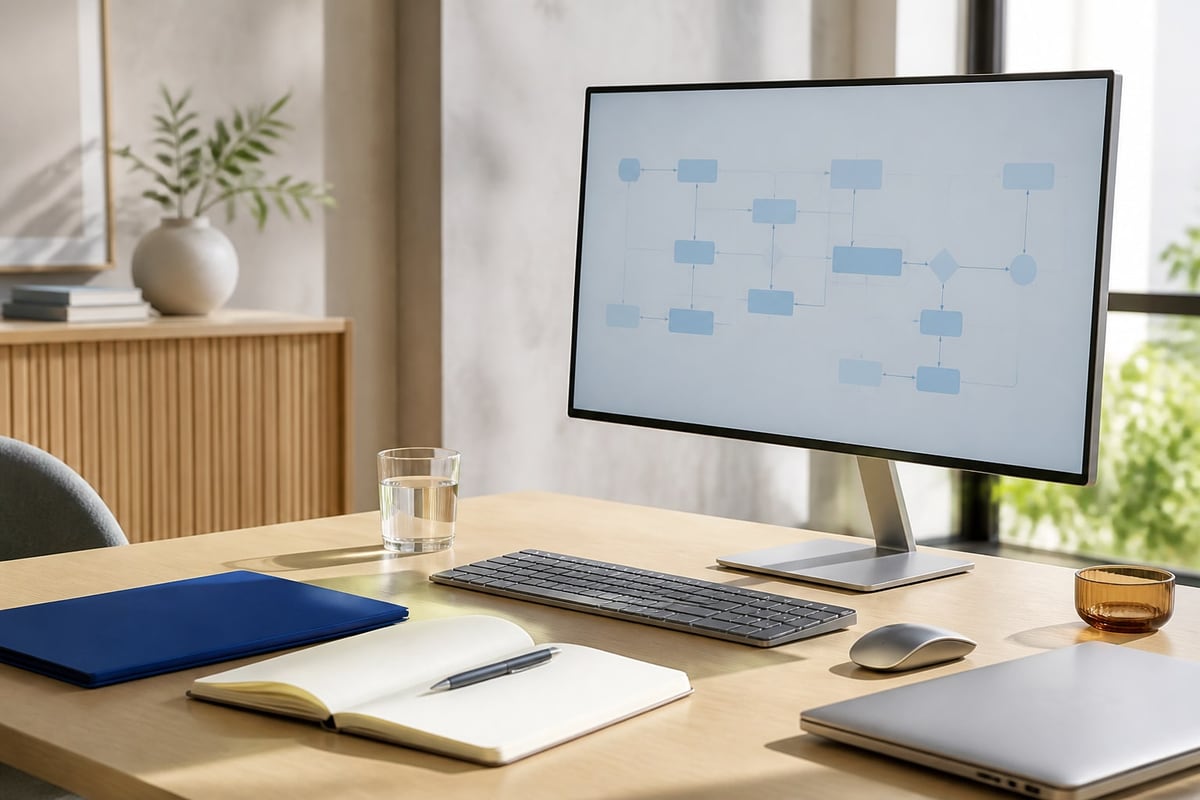 AI workflow advisory visual showing governed work, evidence, and accountable decisions