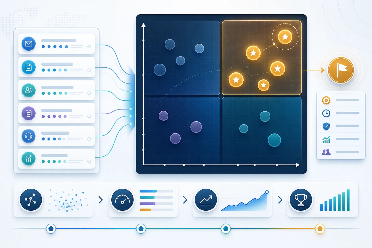 AI workflow diagnostic map showing how evidence is translated into operating patterns and decision-ready guidance